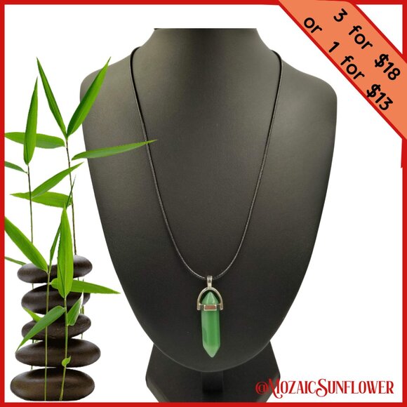 ✨3 FOR $18✨Handcrafted Green Aventurine Leather Cord With Extension Chain Unisex - Picture 1 of 4